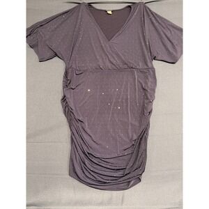 Venus Womens 3X Navy Blue Studded Ruched Bodycon Surplice V-Neck Mini Dress